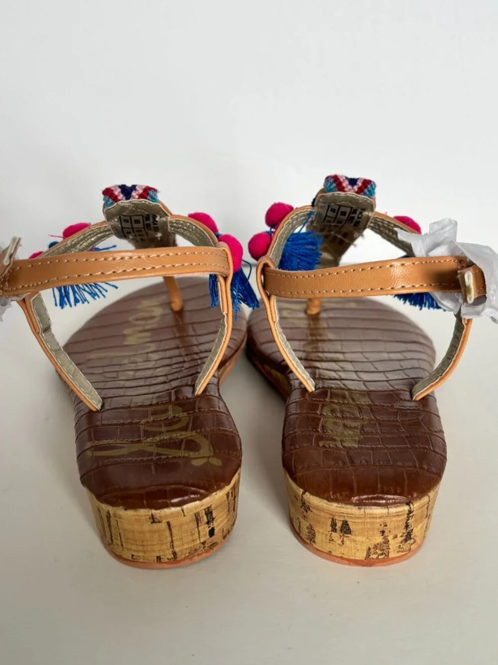 Sam Edelman Shoes Girls Size 11 Danica Sienna Sienna Cork Wedge Summer Chevron - Picture 5 of 11